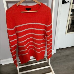 Banana Republic Red and White Striped Crewneck Sweater